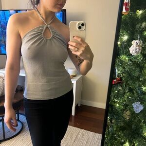 OAK + FORT Silver Halter Top